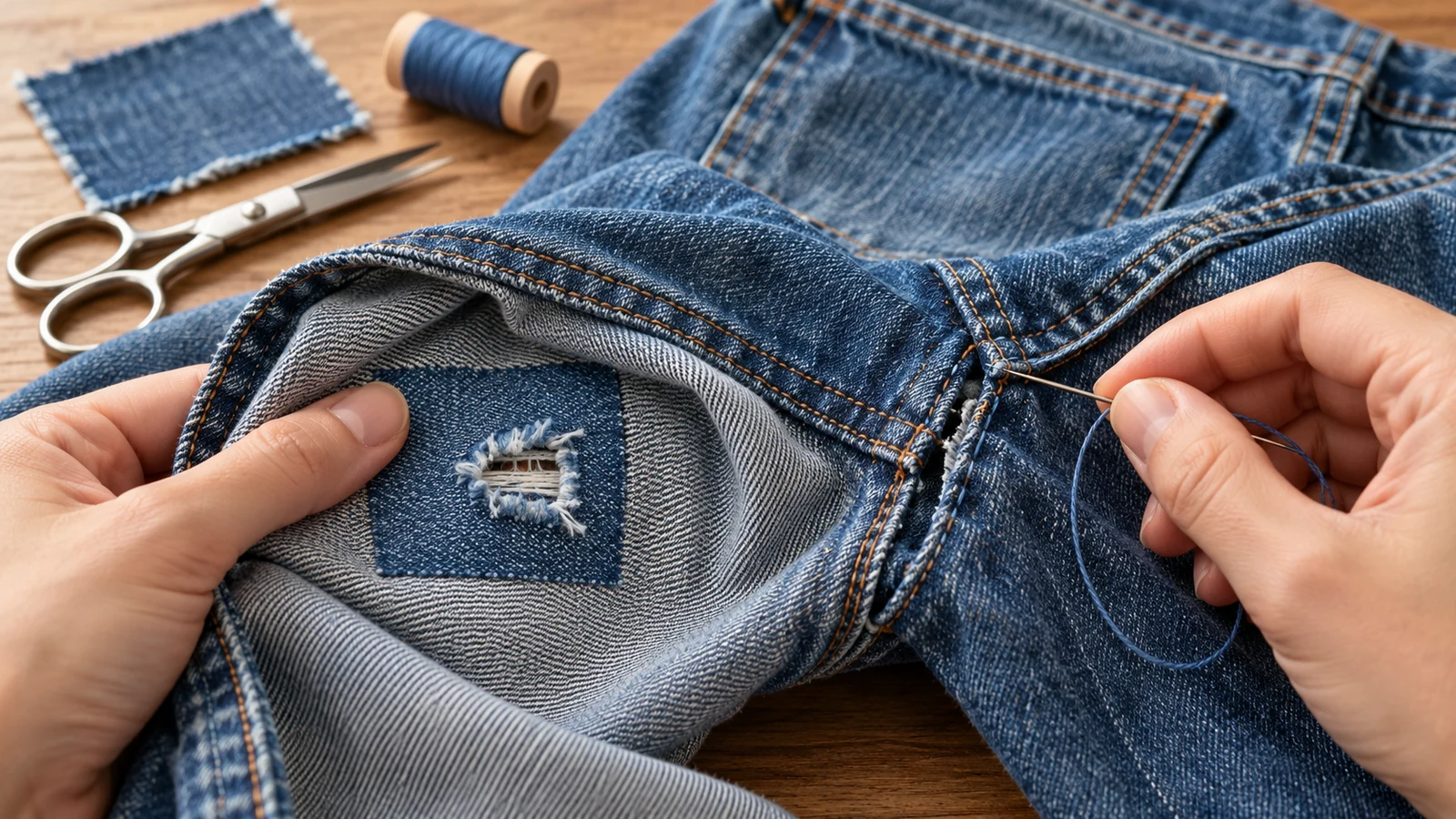 Jeans reparieren – redaktionelles Titelbild