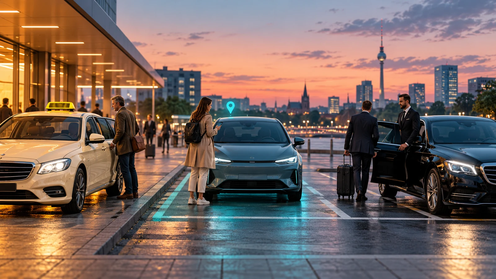 Taxi, Ridehailing und Fahrdienst – redaktionelles Titelbild
