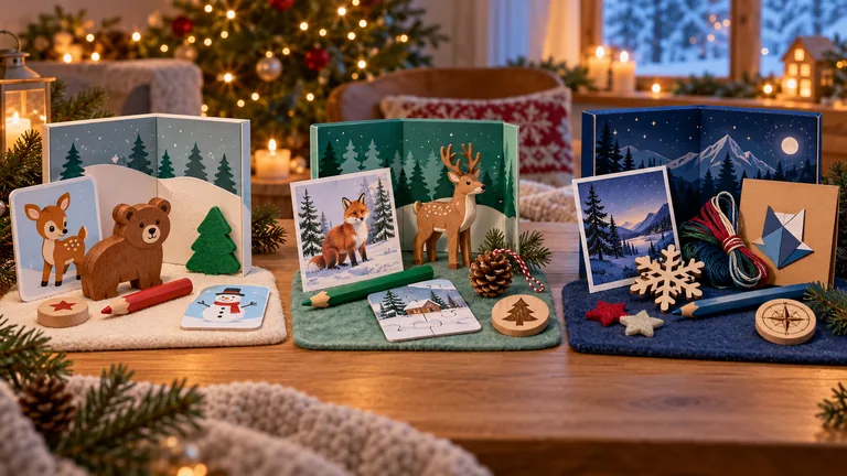 Drei Adventskalenderbereiche mit altersgerecht unterschiedlichen Spiel-, Bastel- und Bildideen