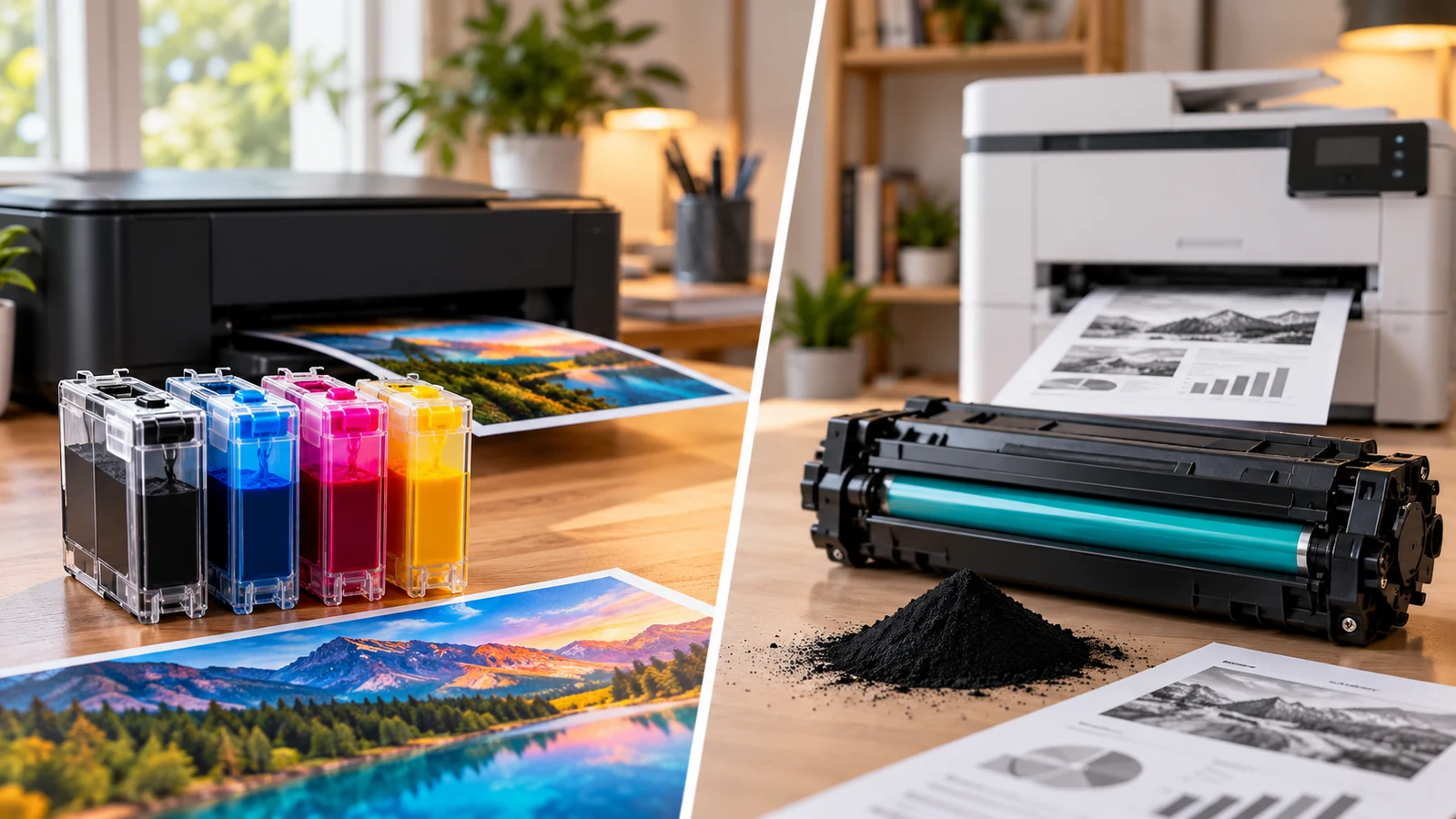 Tinte oder Toner – redaktionelles Titelbild
