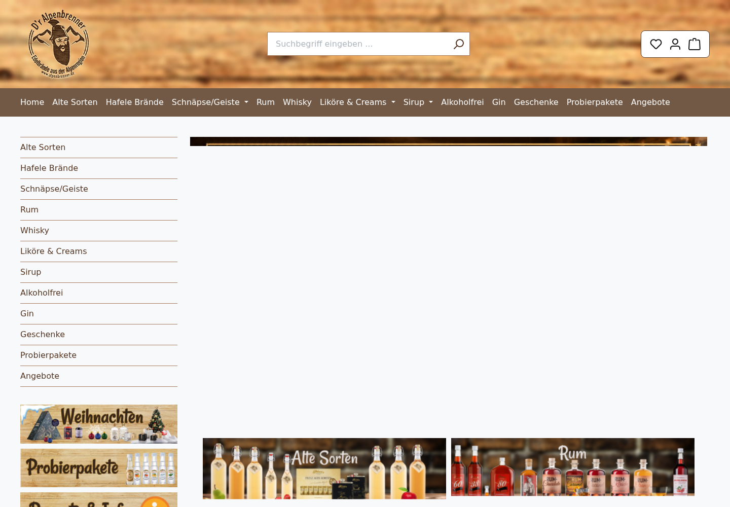 Screenshot der Website von Alpenbrenner