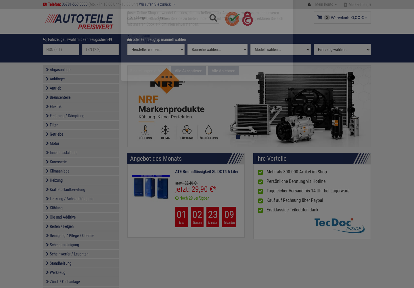 Screenshot der Website von Autoteile-Preiswert