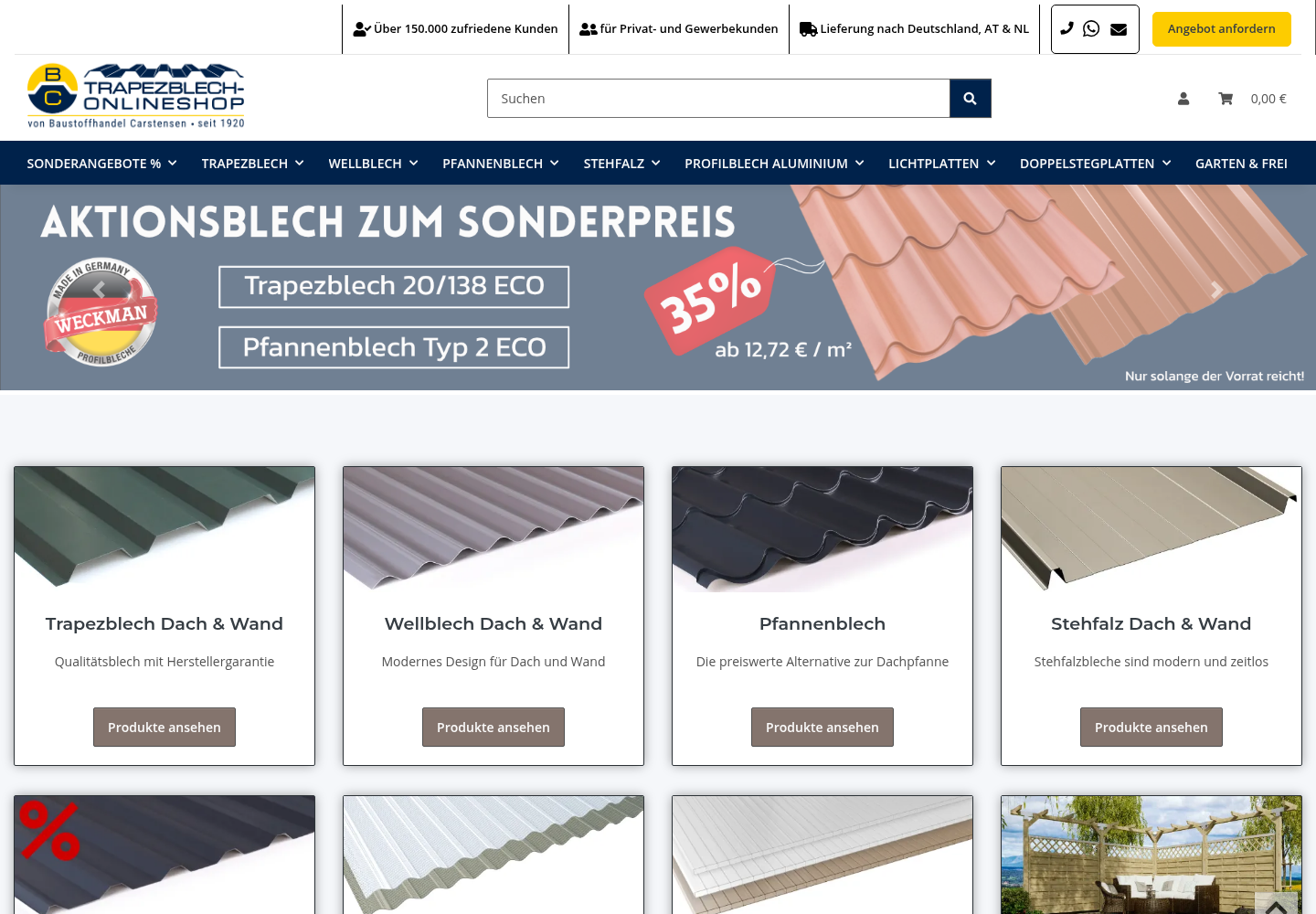 Screenshot der Website von Baustoffhandel Carstensen