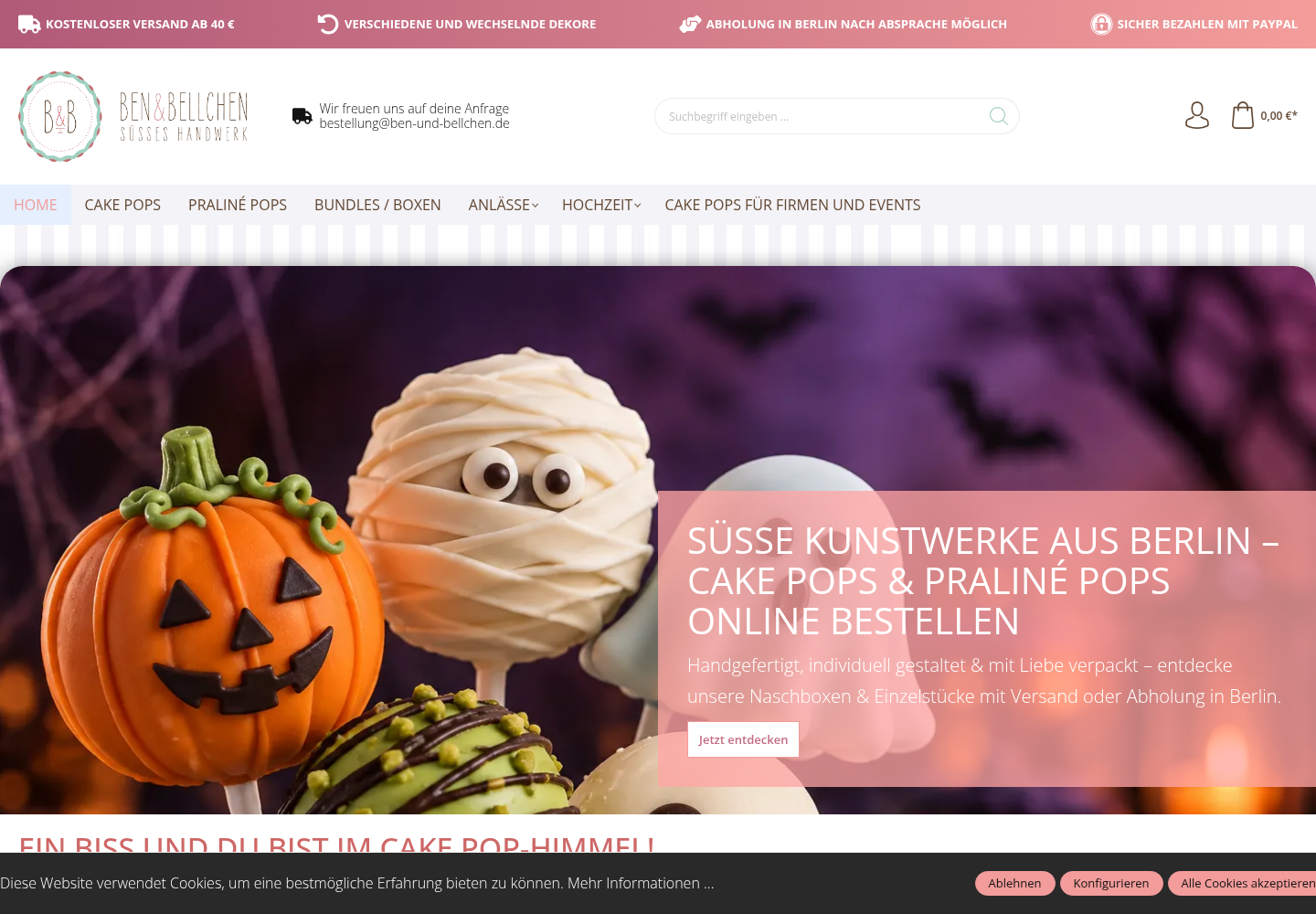 Screenshot der Website von Ben und Bellchen