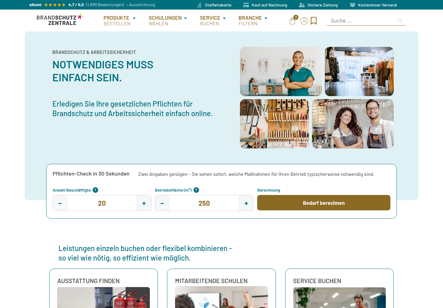 Screenshot der Website von brandschutz-zentrale