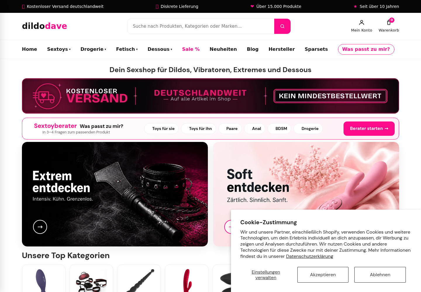 Screenshot der Website von Dildodave