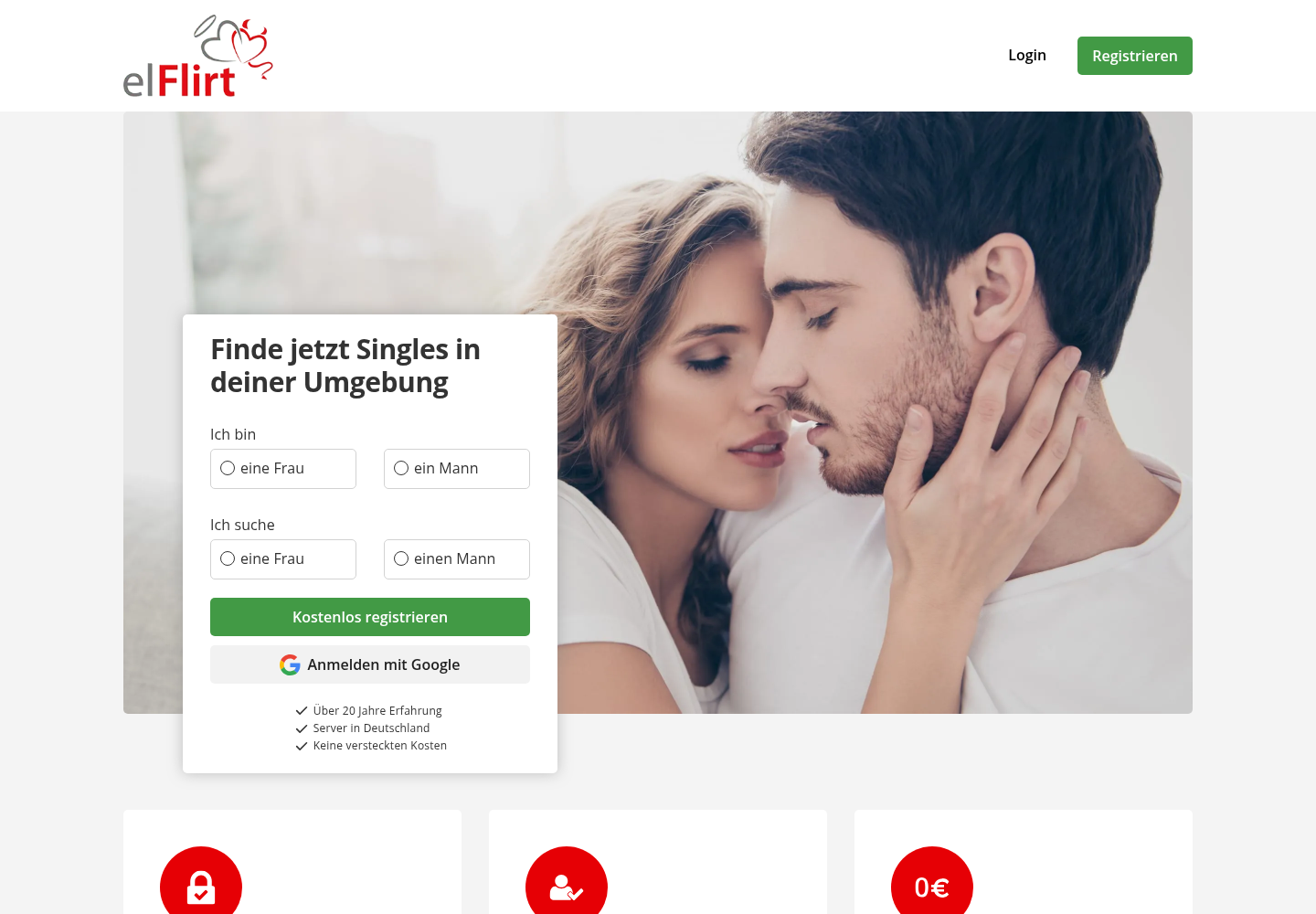 Screenshot der Website von elFlirt