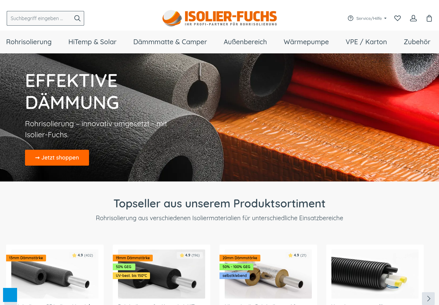 Screenshot der Website von isolier-fuchs.de