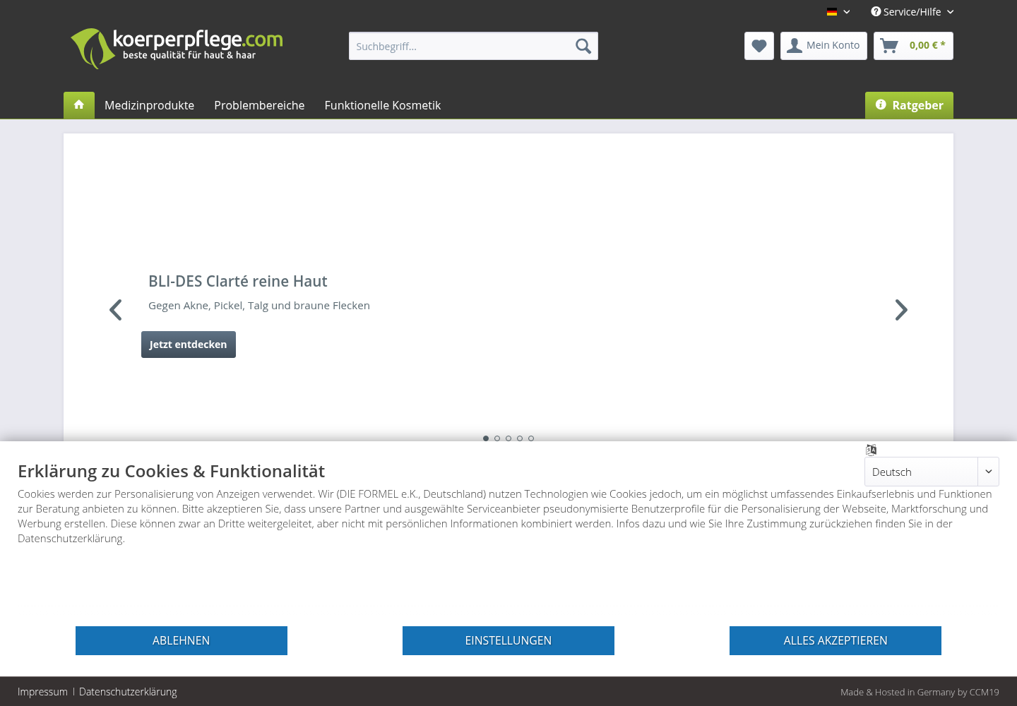 Screenshot der Website von koerperpflege.com