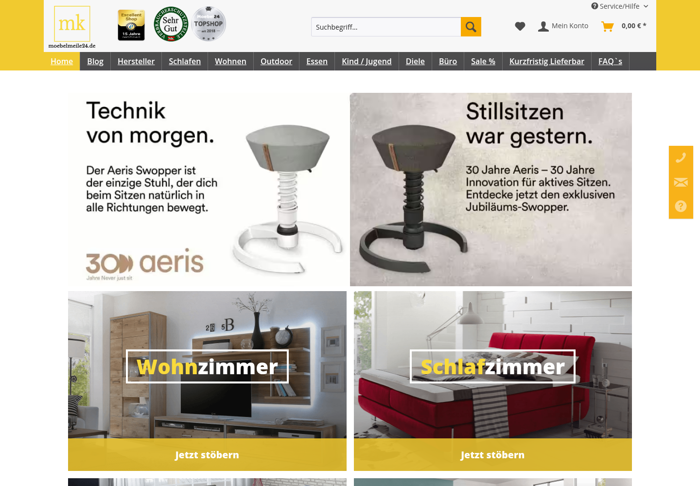 Screenshot der Website von MoebelMeile24
