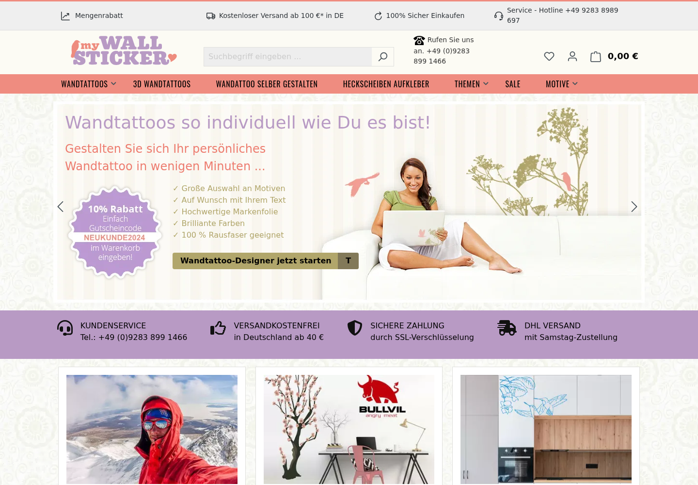Screenshot der Website von My-Wallsticker