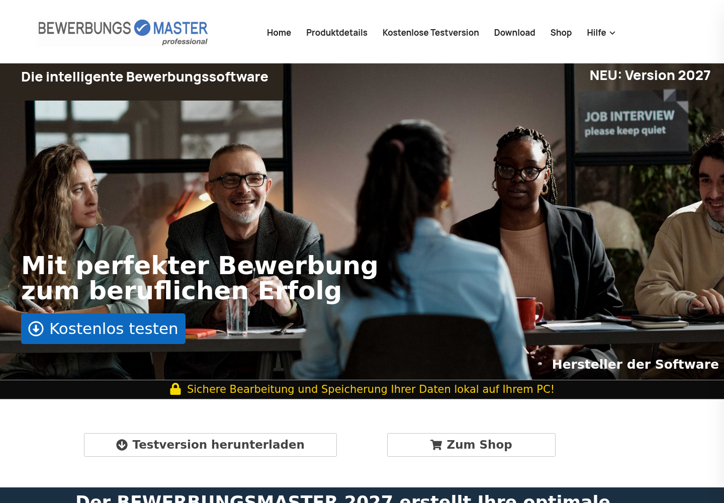 Screenshot der Website von Optimale-Bewerbung.de