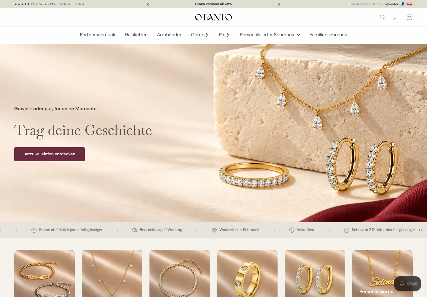 Screenshot der Website von OTANTO
