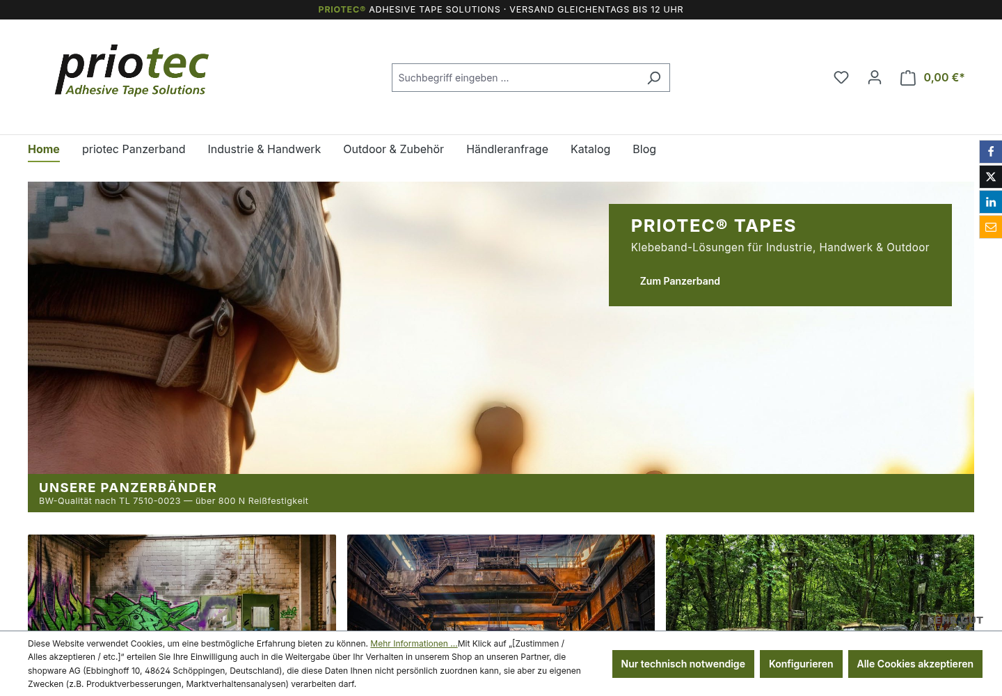 Screenshot der Website von Priotec
