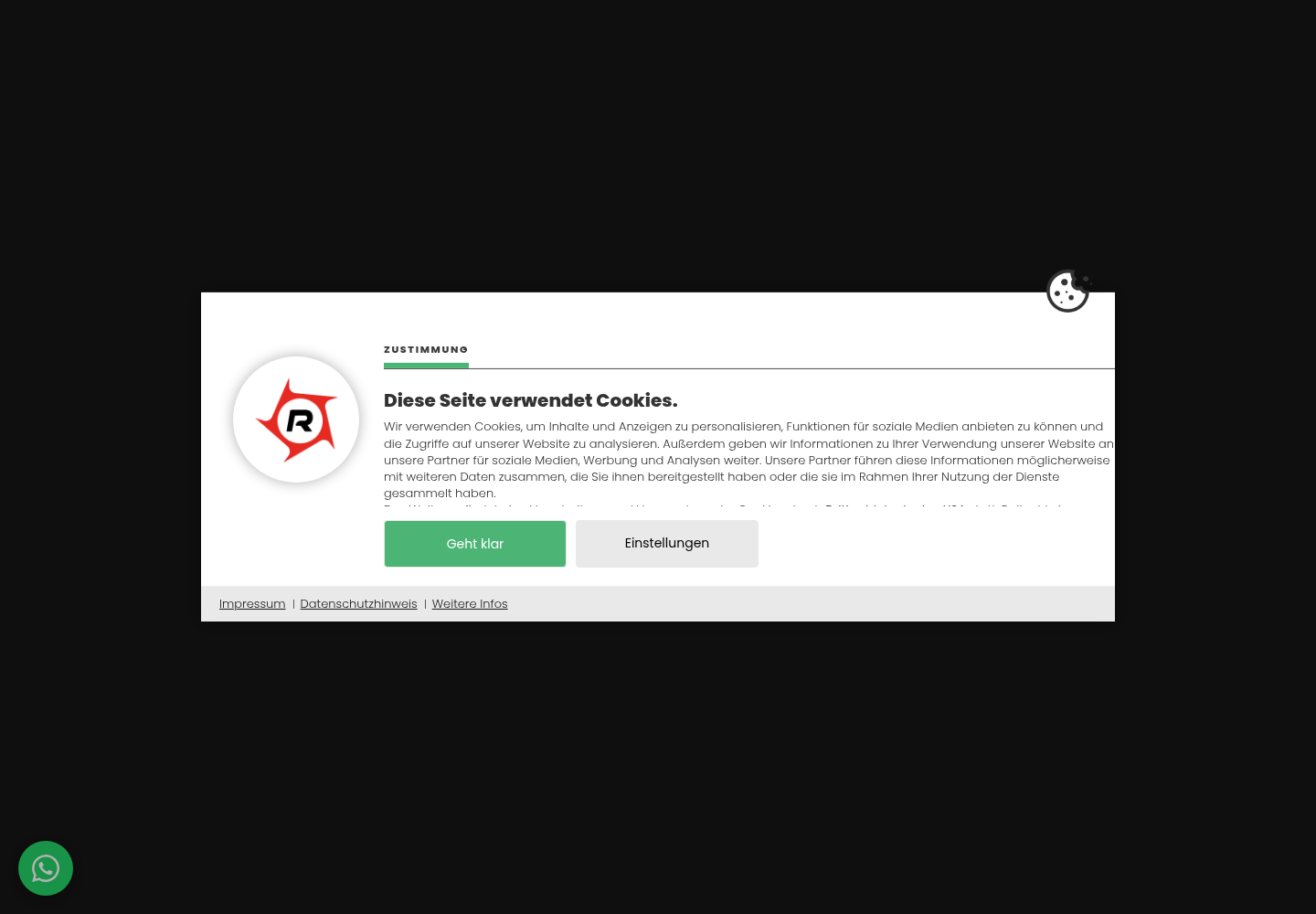 Screenshot der Website von Rideside