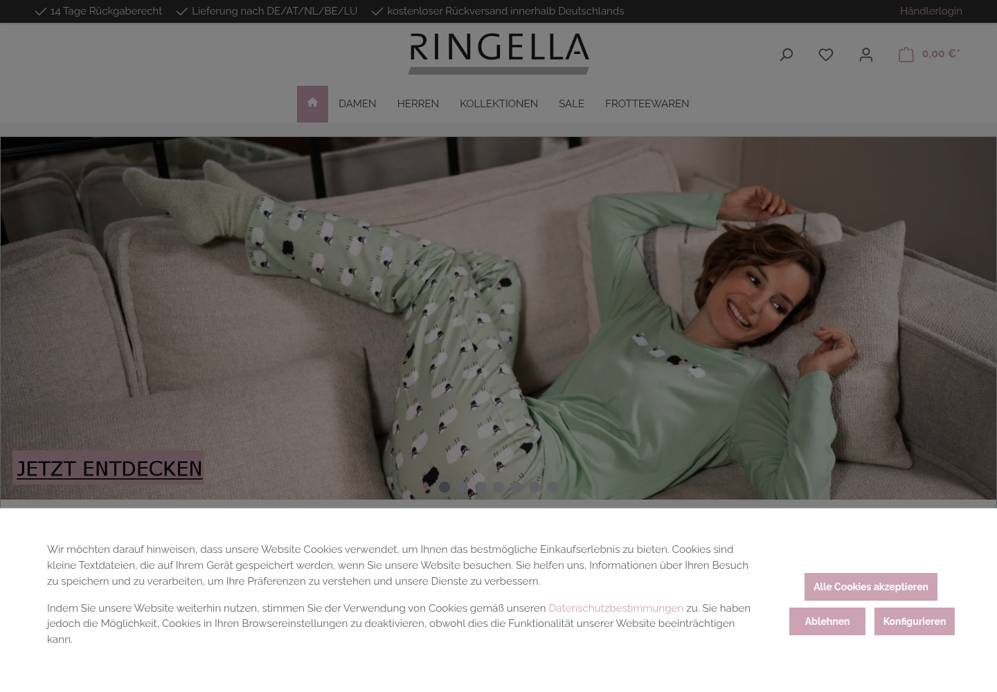 Screenshot der Website von Ringella