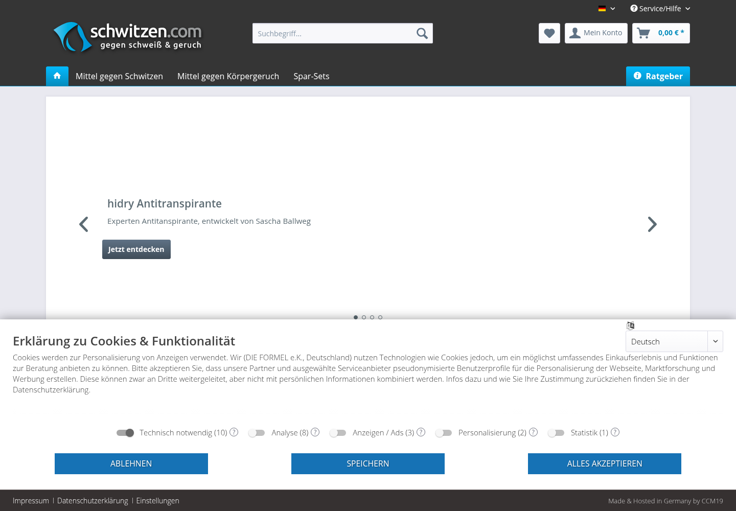 Screenshot der Website von schwitzen.com