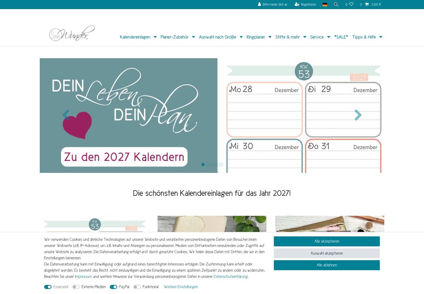 Screenshot der Website von SinnWunder