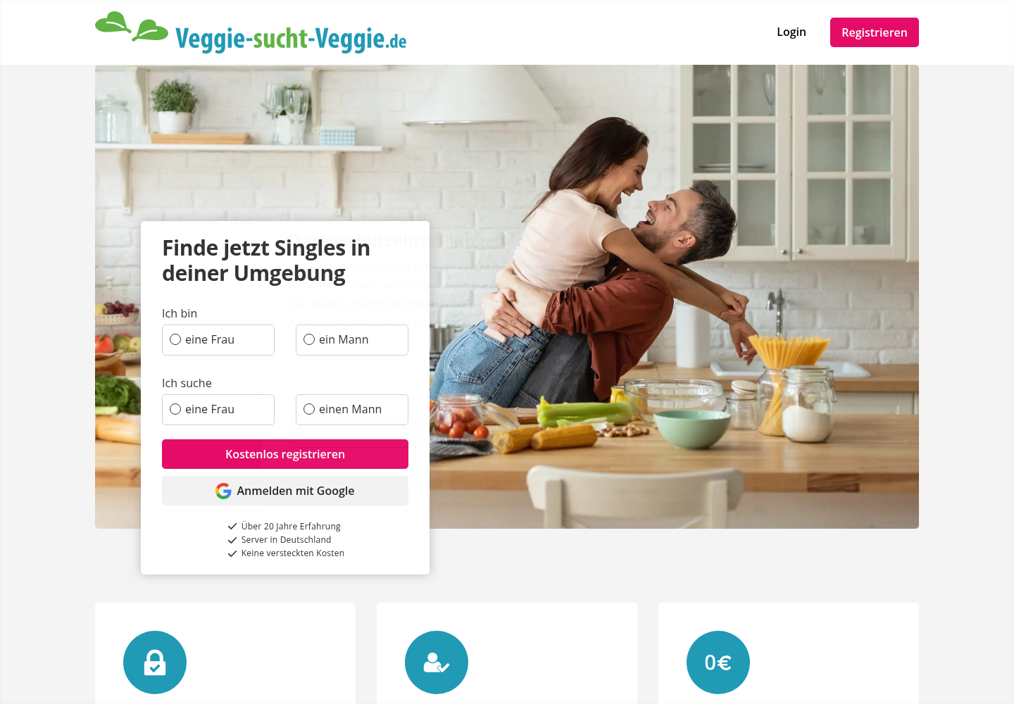Screenshot der Website von veggie-sucht-veggie