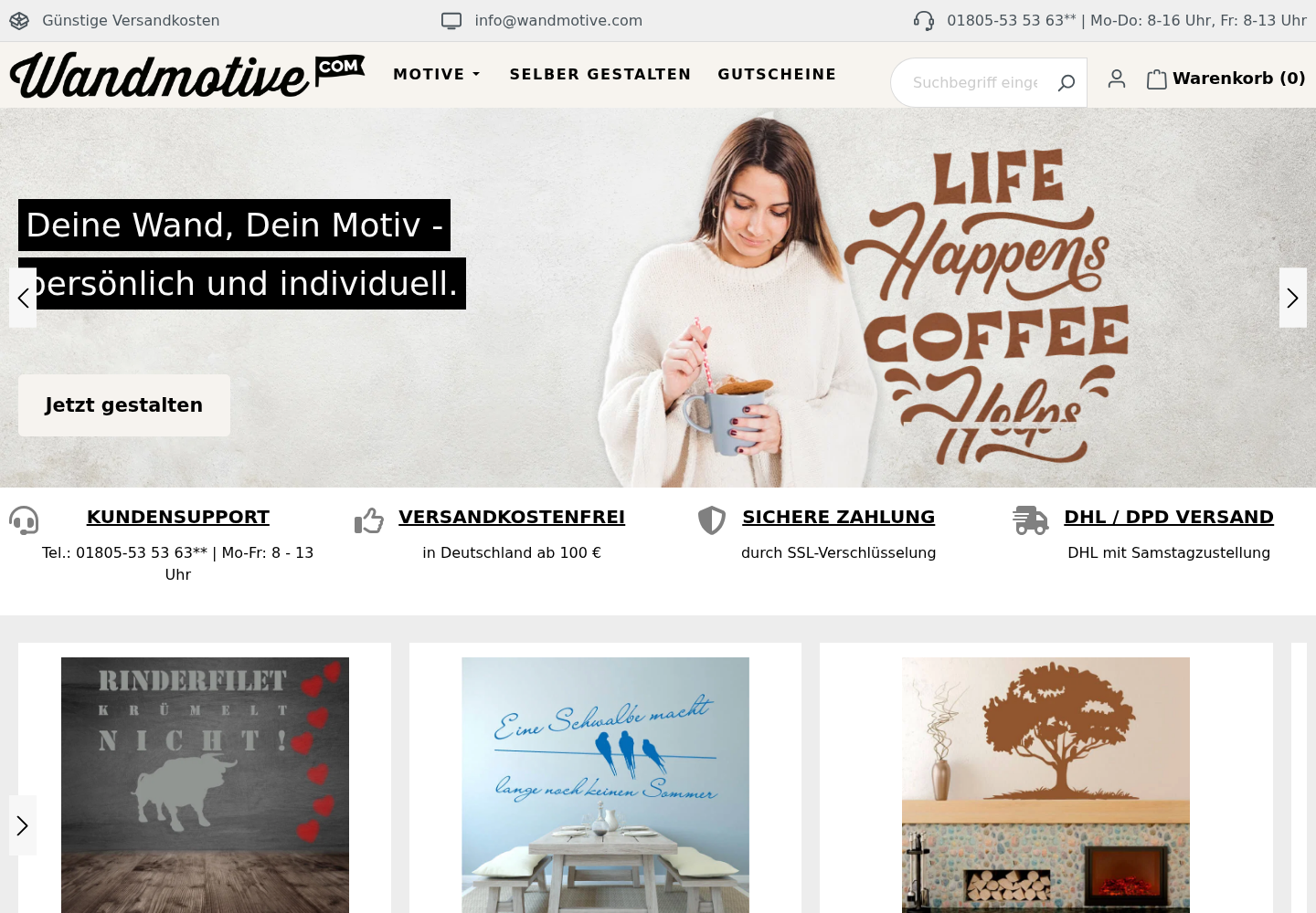 Screenshot der Website von Wandmotive