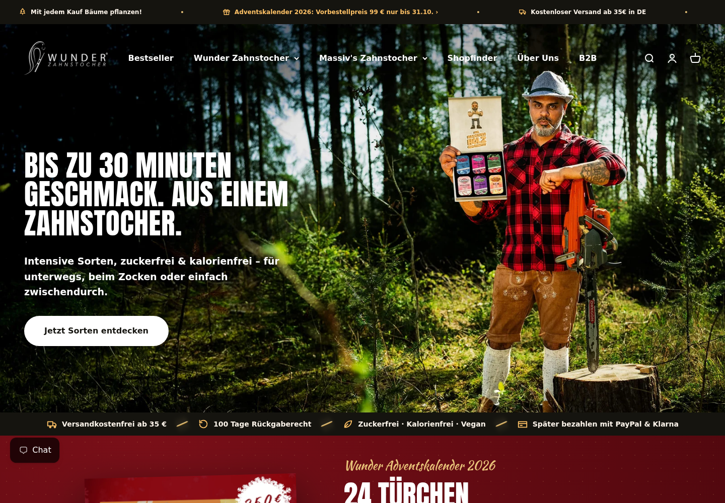 Screenshot der Website von Wunder Zahnstocher