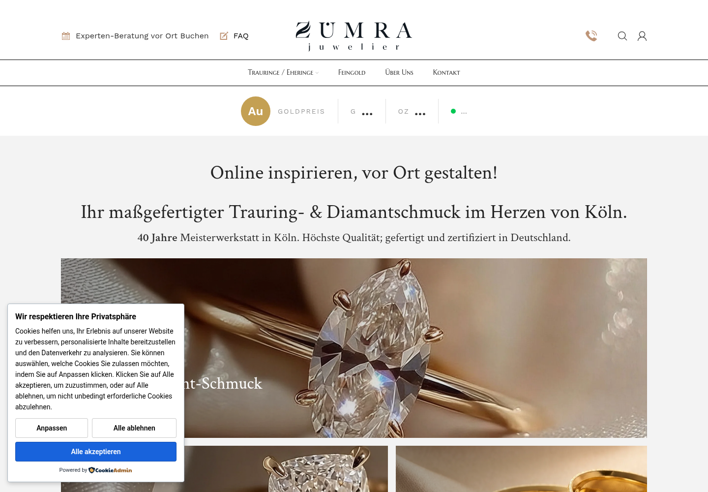 Screenshot der Website von Zumra