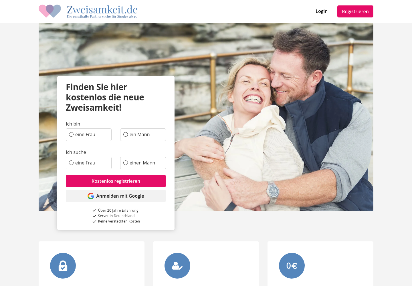 Screenshot der Website von Zweisamkeit